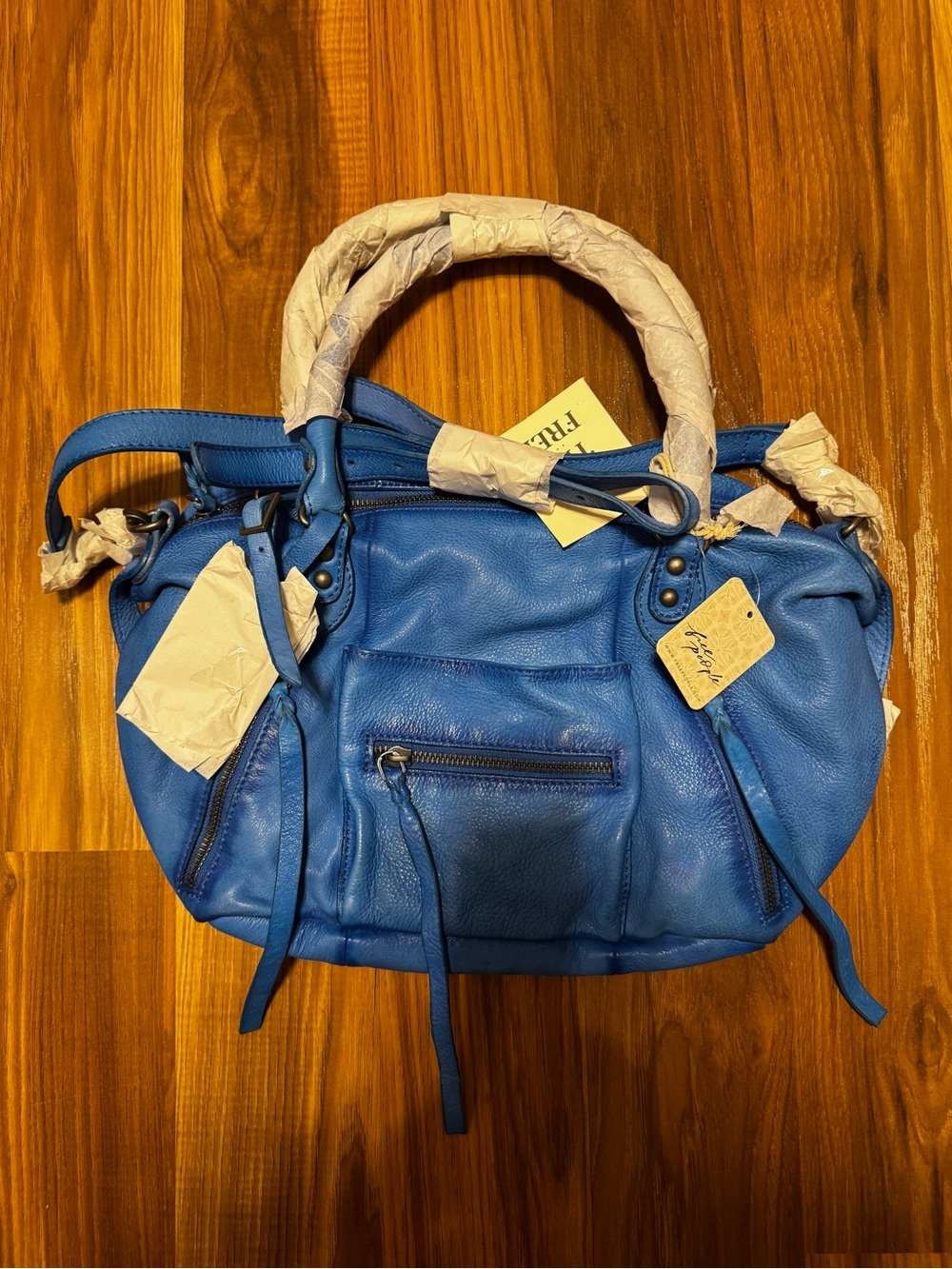 🚨 RARE!! NO FLAWS! NO ODORS!! Free People Baby Emerson Saphire Blue Leather - Picture 4 of 5
